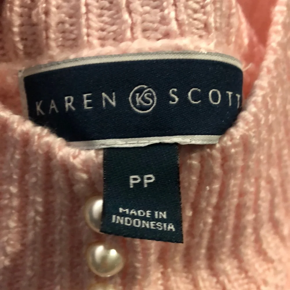 NEW Karen Scott Cableknit Mock Turtleneck Sweater, Size XS Petite, Pink